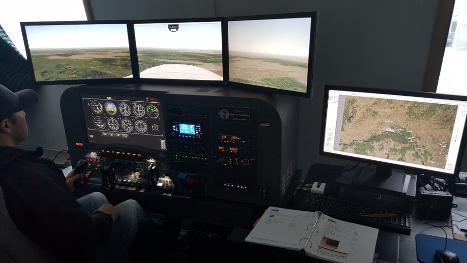 Student using ProFlite's Advanced Aviation Training Device (AATD) flight simulator